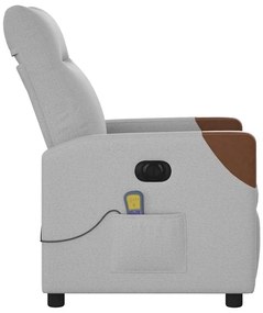Poltrona massagens reclinável elétrica tecido cinzento-nublado
