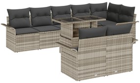 Conjunto de Sofá de Jardim vidaXL 9 Peças com Almofadas Rattan Sintéti