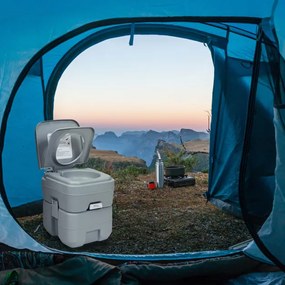 Sanita móvel portátil com tanque de resíduos de 20 l, assento confortável para viagens, acampamento, excursões, cinza 42 x 36 x 43 cm Cinzento