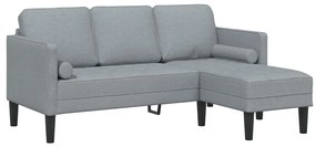 Sofá em L 3 lugares vidaXL Cinzento claro 160 cm em Tecido