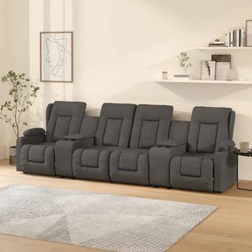 vidaXL Poltrona massagem 4 lug. c/suporte copo tecido cinza-escuro