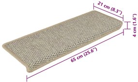 Tapetes escada adesivos aspeto sisal 15 pcs 65x21x4 cm verde