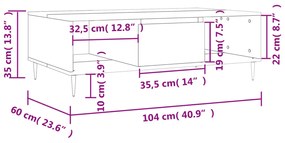 Mesa de centro 104x60x35 cm derivados madeira branco brilhante