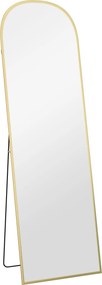 HOMCOM Espelho de pé retangular arredondado moldura em alumínio com suporte para entrada quarto closet 50 x 161,5 cm dourado | Aosom Portugal