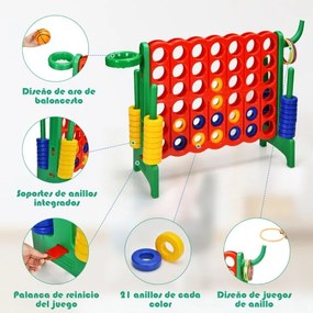 Jogo Conecta 4 gigante 84 x 33 x 74 cm para crianças e adultos para ar livre 74 cm com cesto e jogo de atirar argolas 42 peças Verde