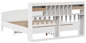 Cama com estante sem colchão 200x200 cm pinho maciço branco