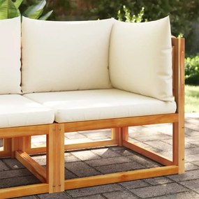 vidaXL vidaXL Sofá de canto de jardim com almofadas em madeira de acácia e corda