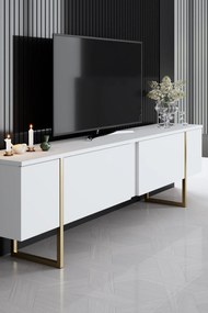 Conjunto de Mobiliário de Sala de Estar Luxe – Branco e Dourado – Cons