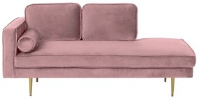 Chaise-longue à esquerda em veludo rosa MIRAMAS Beliani