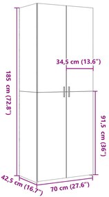Armário alto 70x42,5x185 cm derivados madeira cinzento sonoma