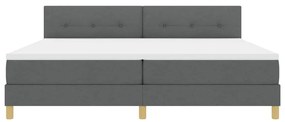 Cama Box Spring com Colchão &amp; Luz LED Cinza Escuro 200x200 cm Tecido
