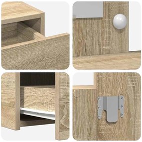 Mesa de Maquilhagem de Parede com Luzes LED em Carvalho Sonoma