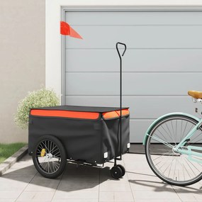 vidaXL Reboque para bicicleta 45 kg ferro preto e laranja