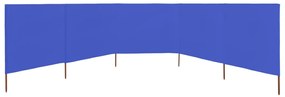 Para-vento com 5 painéis em tecido 600x160 cm azul-ciano