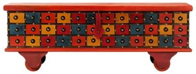 Caixa de arrumação 110x40x40 cm madeira acácia maciça vermelho