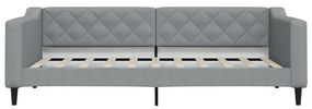 Sofá-cama com colchão 90x190 cm tecido cinzento-claro