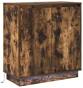 Aparador vidaXL com LED Carvalho Fumado 71x34,5x75 cm Madeira de Engen