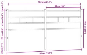 Cabeceira de cama 180cm derivados madeira/aço carvalho castanho