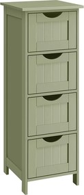 Armário de casa de banho 4 gavetas 30 x 30 x 82 cm verde louro