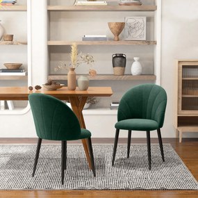 Conjunto de 2 cadeiras de sala de jantar e de cozinha em veludo, com pés de metal , 52 x 54 x 79 cm verde