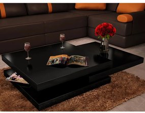 vidaXL Mesa de centro 3 níveis preto brilhante