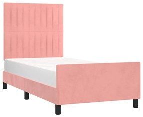 Estrutura de cama c/ cabeceira 80x200 cm veludo rosa