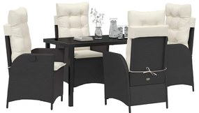Conjunto de Jantar com 5 Peças para Jardim com Almofadas de Rattan Pol