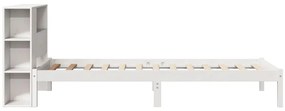 Cama com estante sem colchão 100x200 cm pinho maciço branco