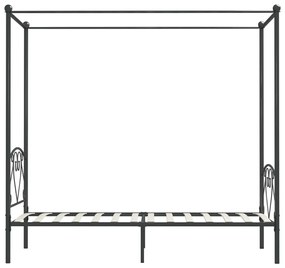 Estrutura de cama com dossel 100x200 cm metal cinzento