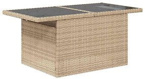 Conjunto de Sofá de Jardim com 6 Peças e Almofadas Bege de Ratã Poli