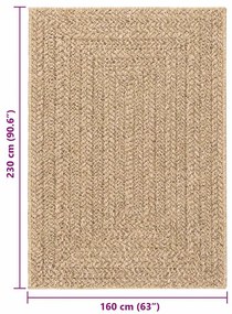 Tapete ZIZUR bege 120x170 cm aspeto de juta interior e exterior