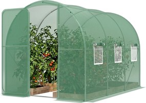 Estufa tipo túnel para jardim de 6 m², estufa tipo túnel para jardim com 200 x 300 x 200 cm, porta e 6 janelas, lona de PE de 140 g/m² verde
