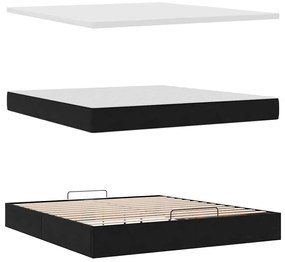 Estrutura de cama otomana com colchão 160x200 cm veludo preto