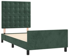 Estrutura de cama sem colchão 90x200 cm veludo verde-escuro