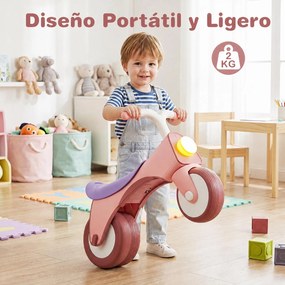 Bicicleta de Equilíbrio Infantil, 54 x 29 x 45 cm, Com Luz e Música, cor-de-rosa