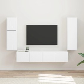 vidaXL Conjunto de móvel de TV 4 pcs Branco Madeira processada