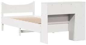 Cama sem colchão 75x190 cm madeira de pinho maciça branco