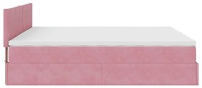 Estrutura de cama otomana com colchão 180x200 cm veludo rosa