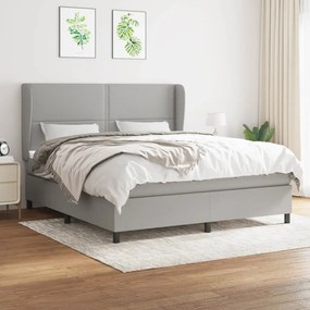 vidaXL Cama com molas/colchão 160x200 cm tecido cinzento-claro