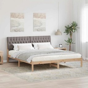 vidaXL Estrutura de Cama com Cabeceira Estofada Castanho 180 x 200 cm