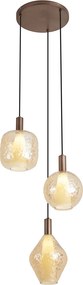 Candeeiro Suspenso de Design Bronze Escuro 3 Luzes - Ard