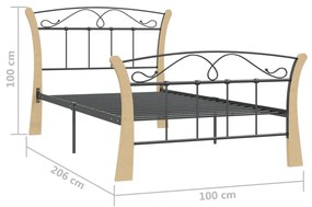 Estrutura de cama 100x200 cm metal preto