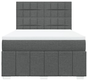Cama com molas/colchão 140x190 cm tecido cinzento-escuro