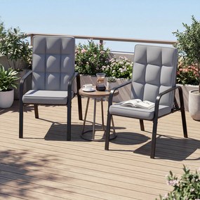 Conjunto de 2 Cadeiras de Jardim Reclináveis, Encosto Ajustável em 5 Posições, Preto + Cinzento