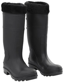 vidaXL Galochas com meias removíveis tamanho 39 PVC preto