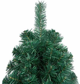 Meia árvore Natal artificial pré-iluminada c/ bolas verde