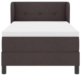Cama Box Spring com Colchão - Castanho Escuro - 90x200 cm - Tecido