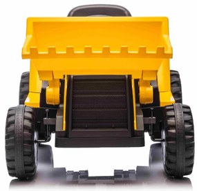 Escavadora eléctrica Crianças 12V Caterpillar licenciado, com Pá Frente, assento individual, cor amarela, entrada USB para leitor de MP3, tração trase