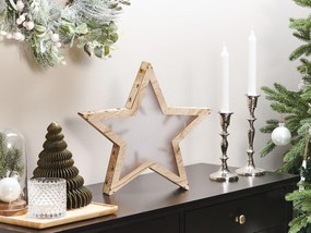Decoração em madeira clara com LED em forma estrela 35 cm NASTOLA Beliani