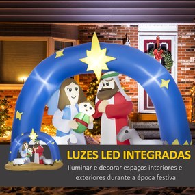 Decoração Insuflável de Natal 157cm com Luzes LED IP44 Incluí Inflador Tipo Arco Biblico do Nascimento de Jesus para Festas Jardim Exterior 206x95x157cm Multicor
